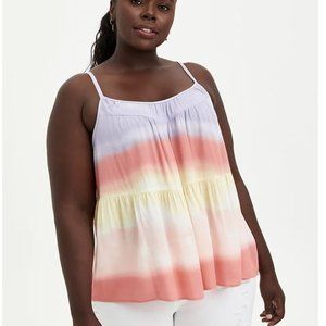 Torrid Size 1X 14-16 Tiered Camisole - Gauze Beach Stripe Tie Dye